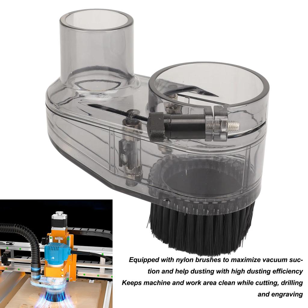 52mm Diameter Magnetic Adjustable Height Router Dust Shoe 38mm Hose Diameter CNC Dust Shoe Nylon Brush for 52mm Spindle Motors