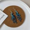 2pcs Peacock Blue & Green Teardrop Earrings with Sparkling Accents - Vintage-Inspired Fashion Jewelry for Teenager, Perfect for Christmas, Halloween,