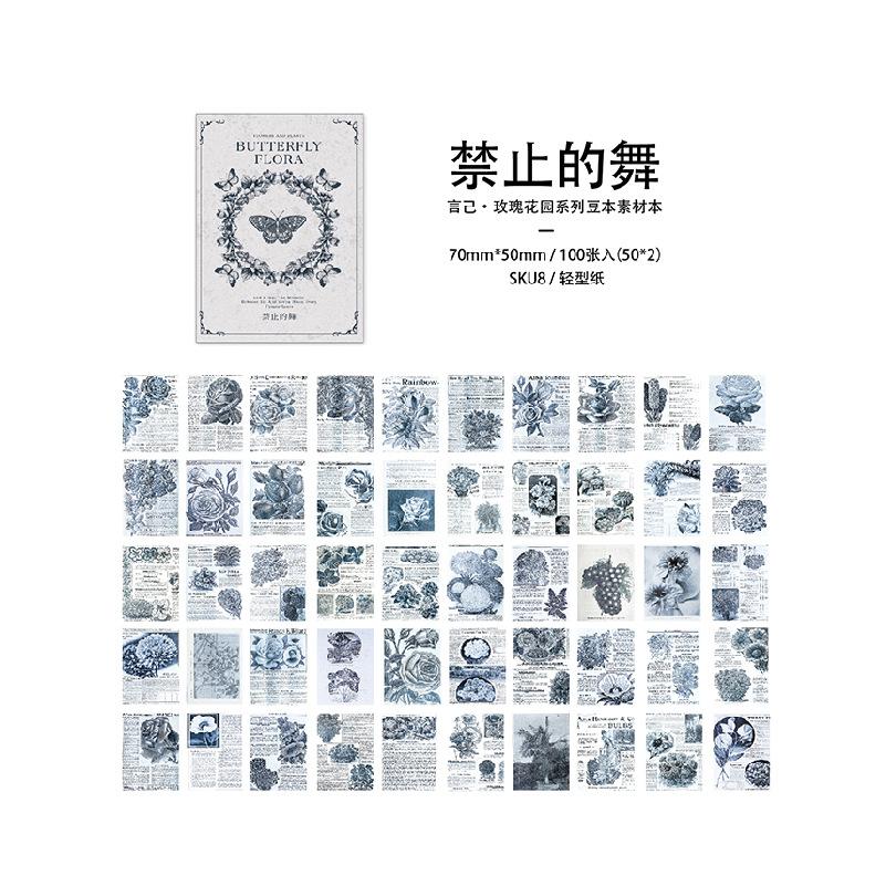100-Sheet Vintage Miniature Material Mini-Book Set, Retro-Themed Craft Pages, for Journal Collage & Handmade Creation
