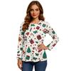 Women's Fashion Casual H Printed V-Neck Long Sleeve Decorative Button T-Shirt Tops