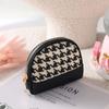 With Key Chain Canvas Mini Double Layers Zipper Card Holders Leather Bag Women Coin Purse Wallet