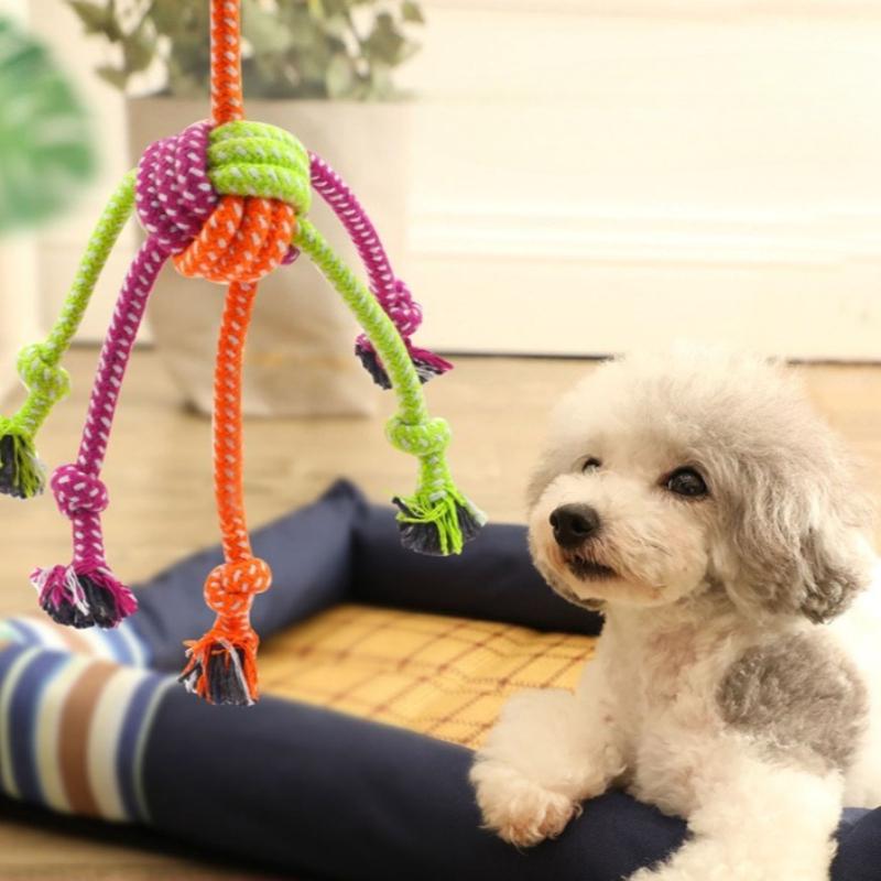 Interactive Knot Dog Toy Durable Bite-Resistant Dog Rope Toys Grinding Teeth Cleaning Toy Puppy Knot Dog Chewing Toy