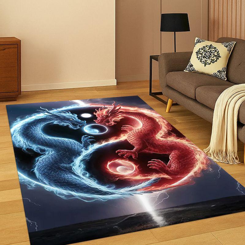 Yin Yang Symbol Chinese Tai Chi Carpet Rug for Bedroom Living Room Sofa Playroom Doormat Home Decor,Kid Game Area Rug Non-slip