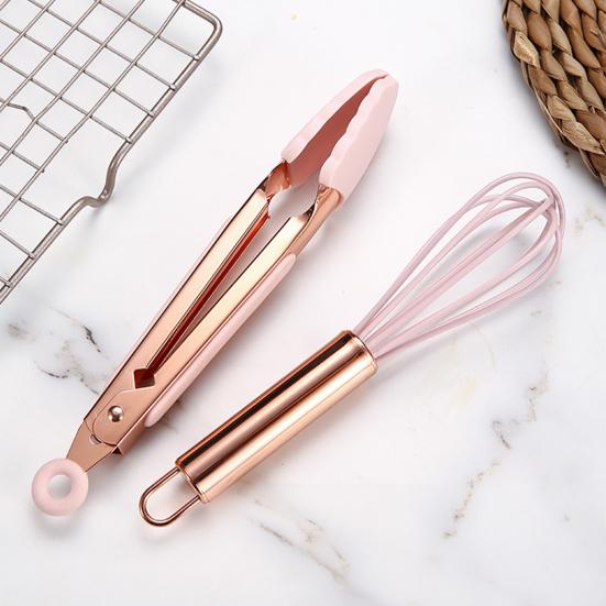 5Pcs Silicone Kitchenware Food Clip Whisk Spoon Scraper Spatula Set Odorless Heat Resistant Flexible Silicone Nonstick Cooking Baking Tools