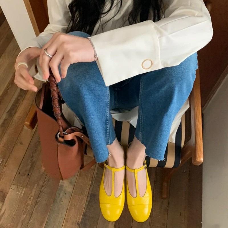 

Французские туфли-лодочки Мэри Джейн для женщин 2025 - Новые популярные желтые с низким вырезом, большие размеры 41-43 38 жёлтый
