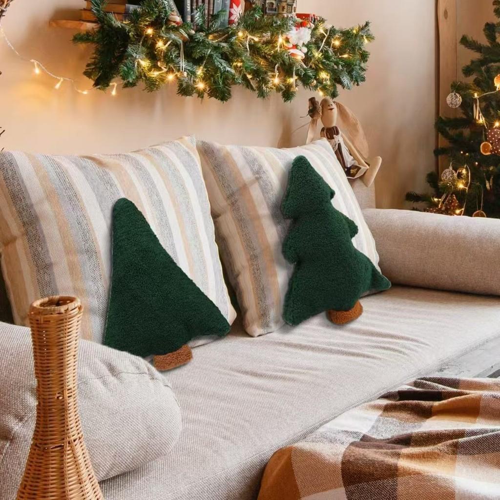 Christmas Tree Plush Pillow Decorative Cushion For Holiday Home Decor