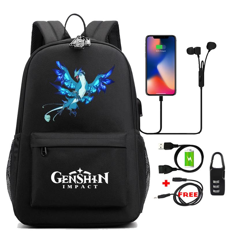 Anime Game Usb Charging Travel Backpack Students Large Capacity Bookbag for Boy Girl Printed Canvas Backpack School Bag Kids Gifts