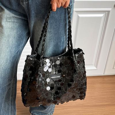 Fringed Sequined Bag, Large-capacity Tote Bag, Single-shoulder Handbag