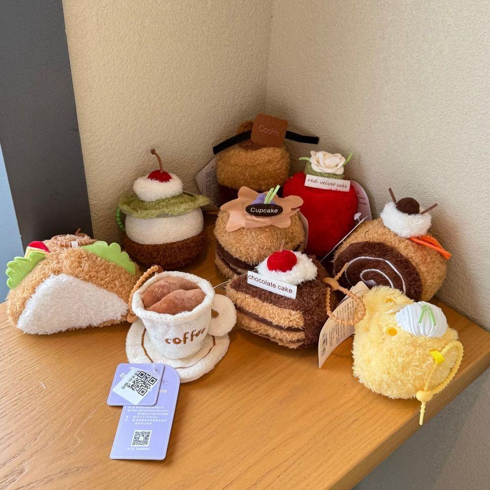 Cookie Cupcake Sandwich Cheese Doll Afternoon Tea Series Dessert Plush Keychain  Jewelry Gfit