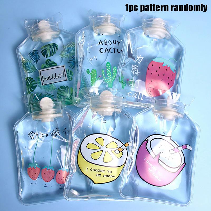 Portable Safe Hot Water Bag Cute Girl Heart Relaxing Transparent Warm Water Bottle Household Mini PVC Material Hand Warmer 1pc