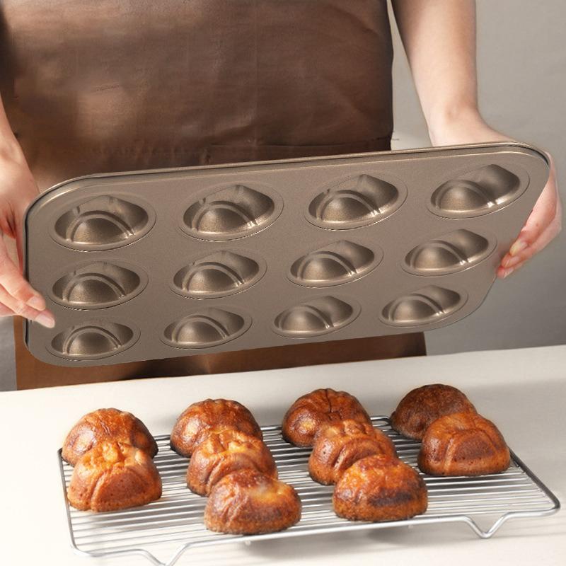 6/9/12 Cavity Chestnut Shaped Cake Baking Tray Mold Madeleine Butter Rice Cake Mold Non-Stick Carbon Steel Kitchen Baking Tool