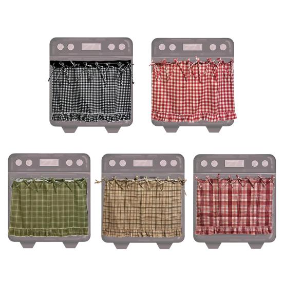 Oven Skirt Handmade Farmhouse Oven Cover with Ruffle Trim under Stove Easy Installation Oven Hideaway Curtain Kitchen Decor