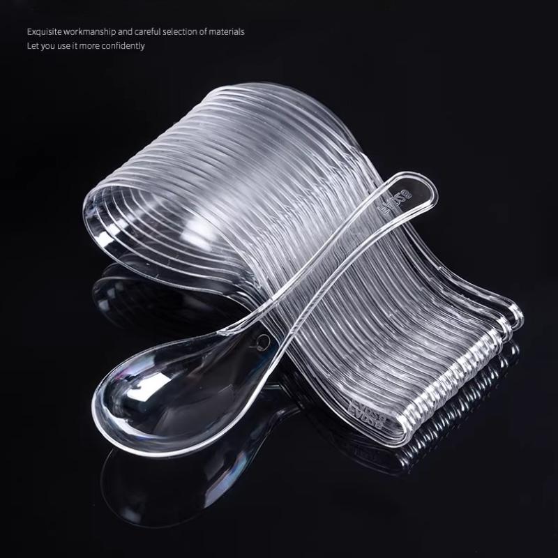 50/100Pcs Wholesale Plastic Spoons Flatware Spoons Jelly Ice Cream Dessert Appetizer Plastic Soup Spoon Party Takeout Supplies