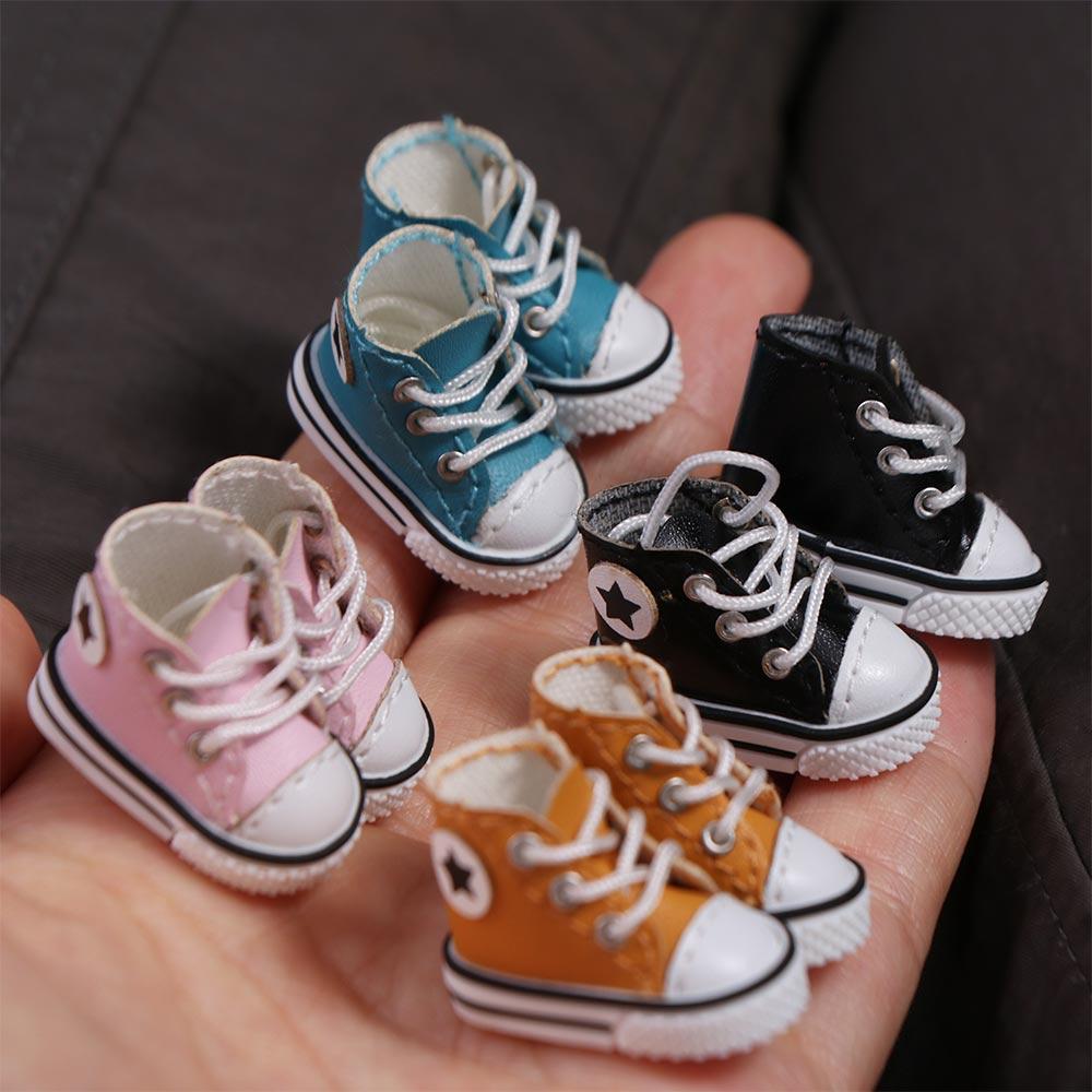 1 Pair Sports Shoes Leather Leather Doll Shoes Shoelace Star Doll Canvas Shoes Mini Casual Dolls Shoes High-Top Canvas Gcs
