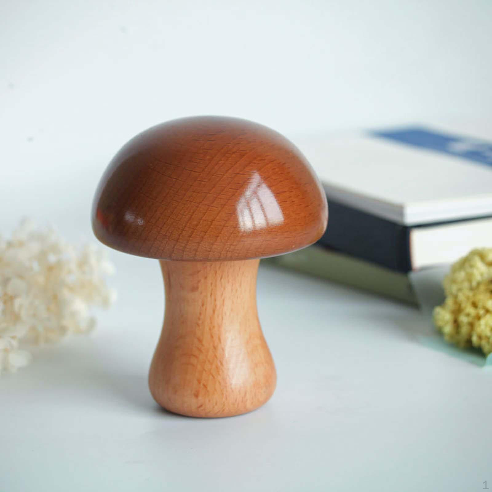 

Wind up Music Box Wooden Crafts Ornaments Top Part Degrees Rotation Solid Wood Material Cute Shape Mushroom Brown