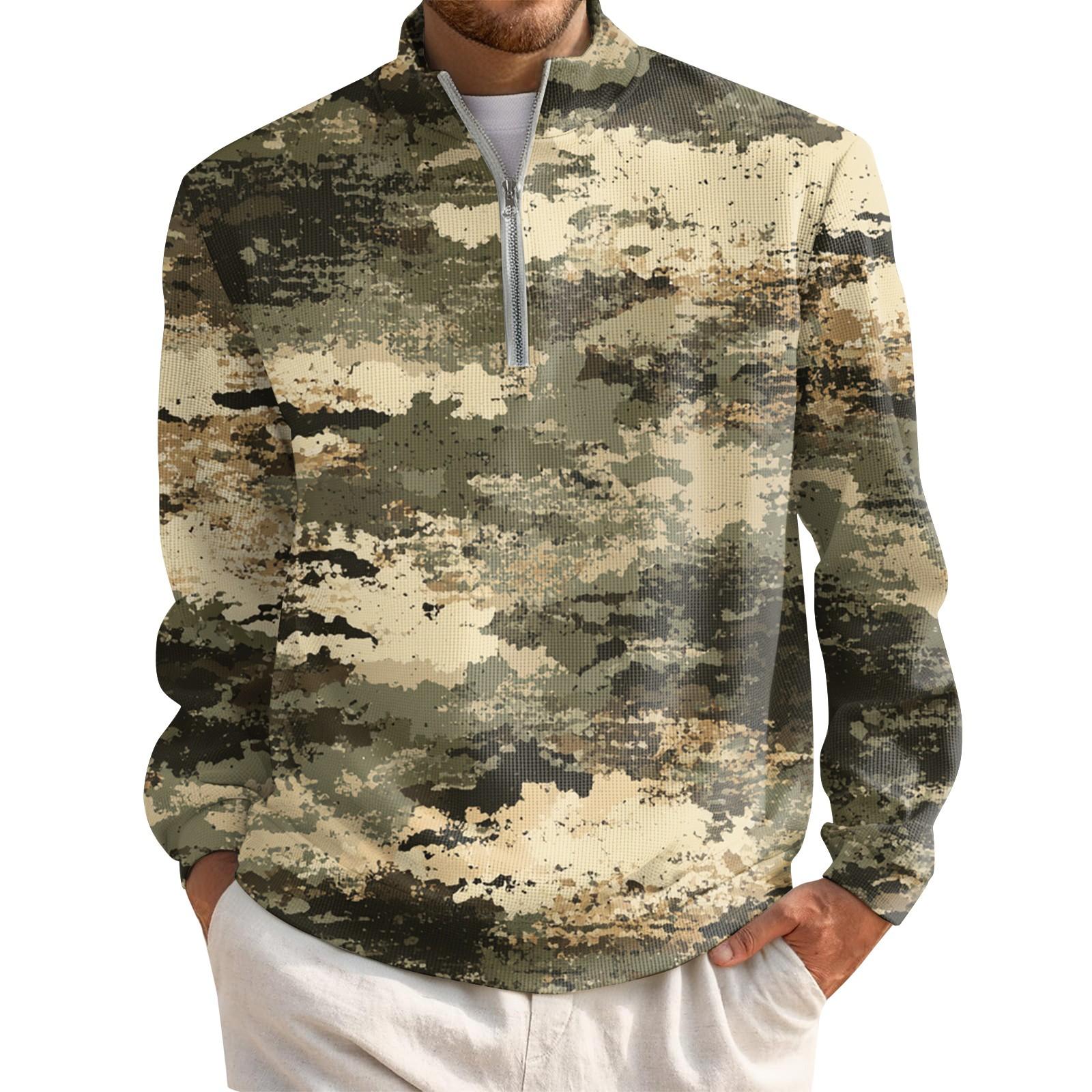 

Men s Short Zip Pullover Turtleneck Long Sleeve Top M