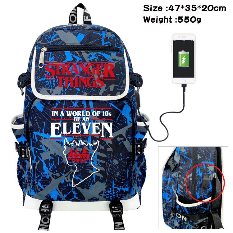Stranger things Student backpack USB charging backpack