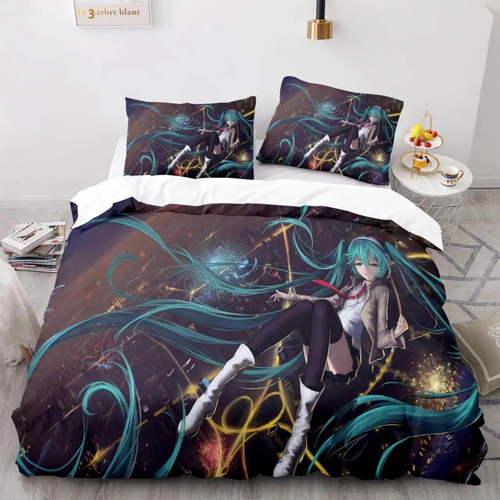 3D H-Hatsune M-Miku Bedding Set Single/Twin/Full/Queen/King Size Duvet Cover Set Aldult Kid Bedroom Decor Japan'S Music
