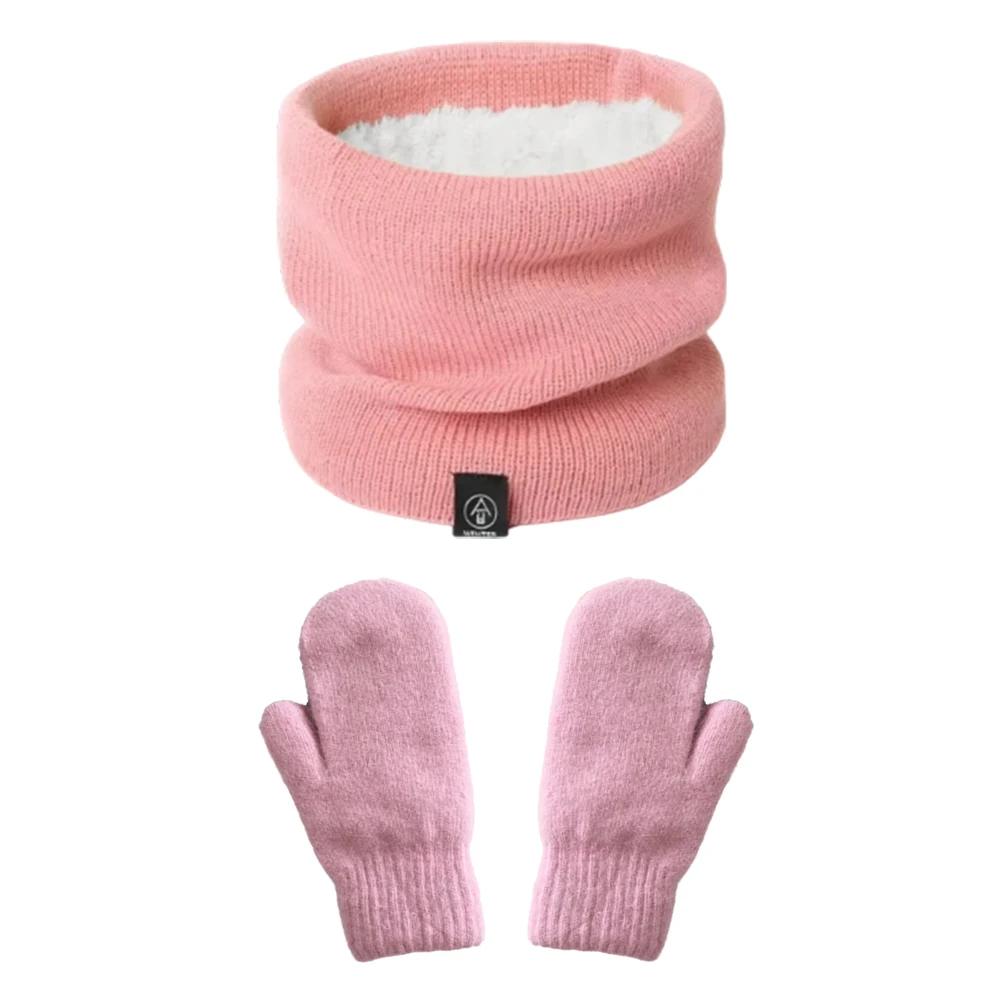 

Two Piece Men s Windproof Set Outdoor Winter Autumn Scarf Gloves Collar and Cashmere Warm Knitted Scarf Set for Cycling Needs рожевий