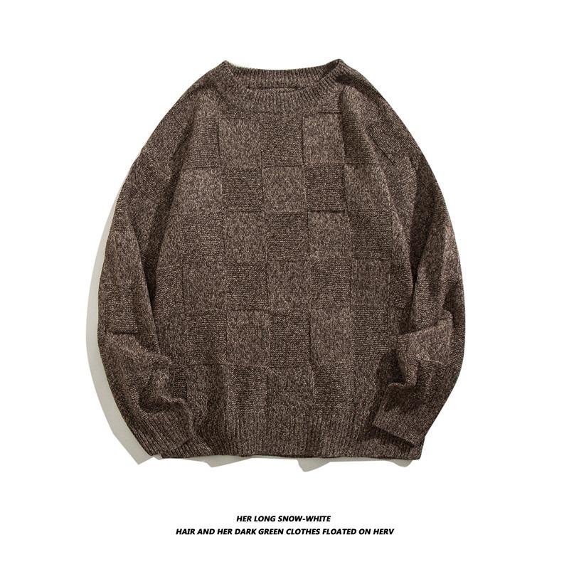 

Men s Trendy High-Street Autumn & Winter Knit Sweater – Thick, Loose, Versatile Style L коричневый