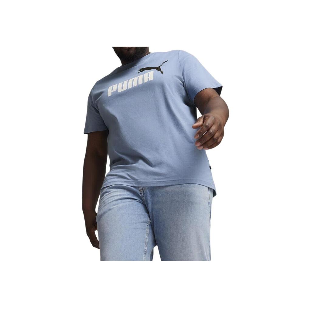 Puma Outdoor Sports Fashion Loose Comfortable Letter Print Casual Sweat-Absorbing Round Neck Short Sleeve T-Shirt Men Tops Blue Gray 847666-20