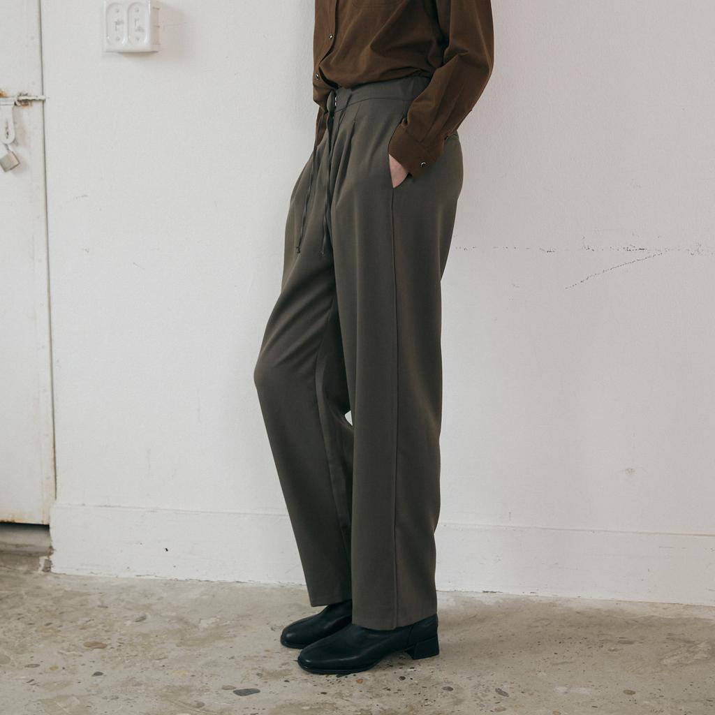 NOEUD Wool Banding Slacks (Gray)