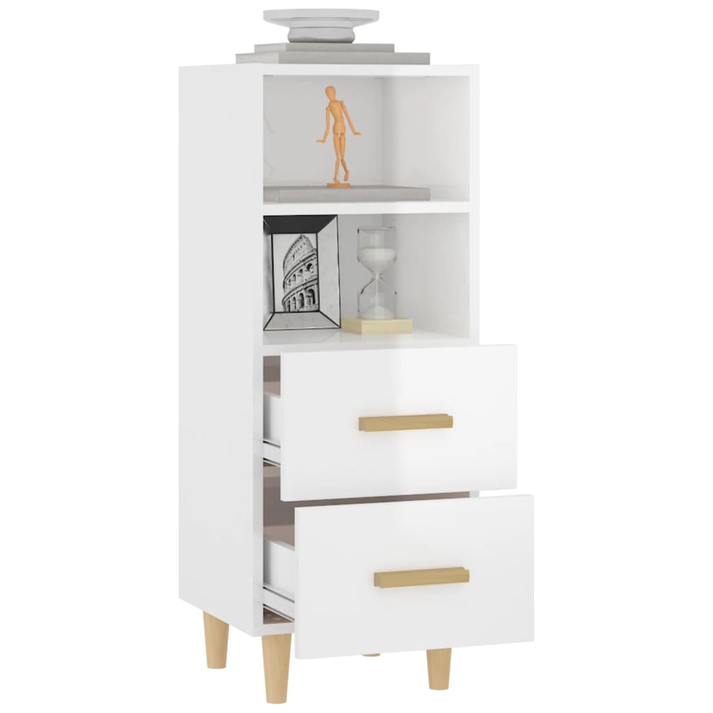 Sideboard High Gloss White 34.5 x 34 x 90 cm Engineered Wood