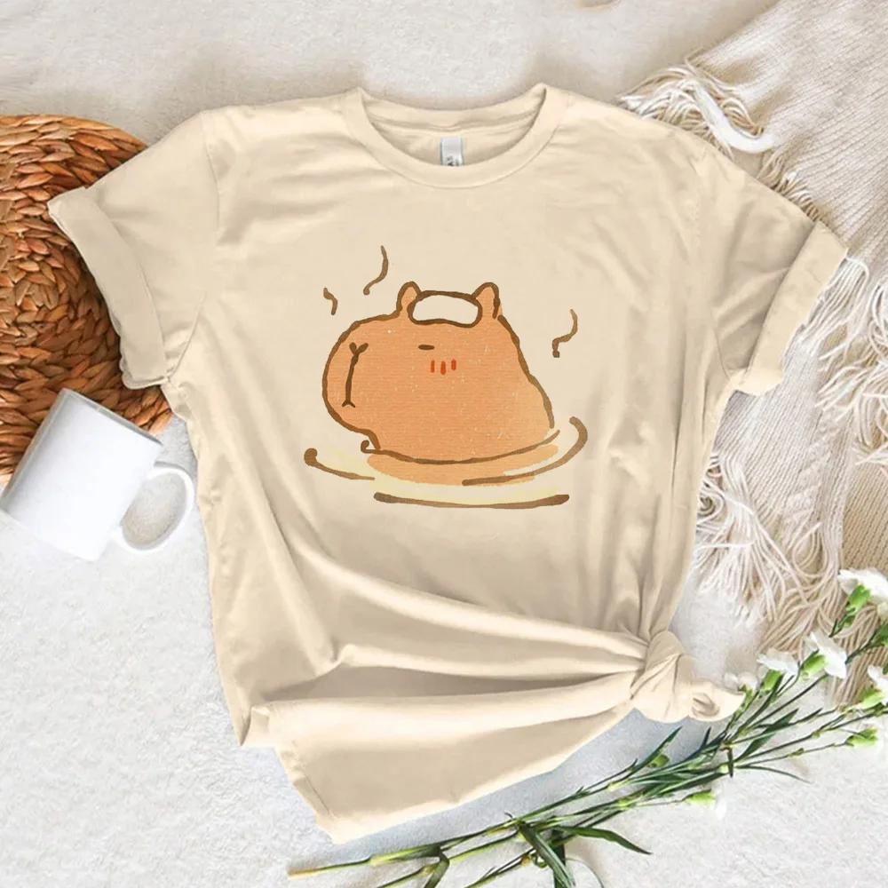 Funny Anime Capybara T Shirt Women Soft Fabric Tshirt Female Anime Clothing T-shirt Girls Capibara Tee