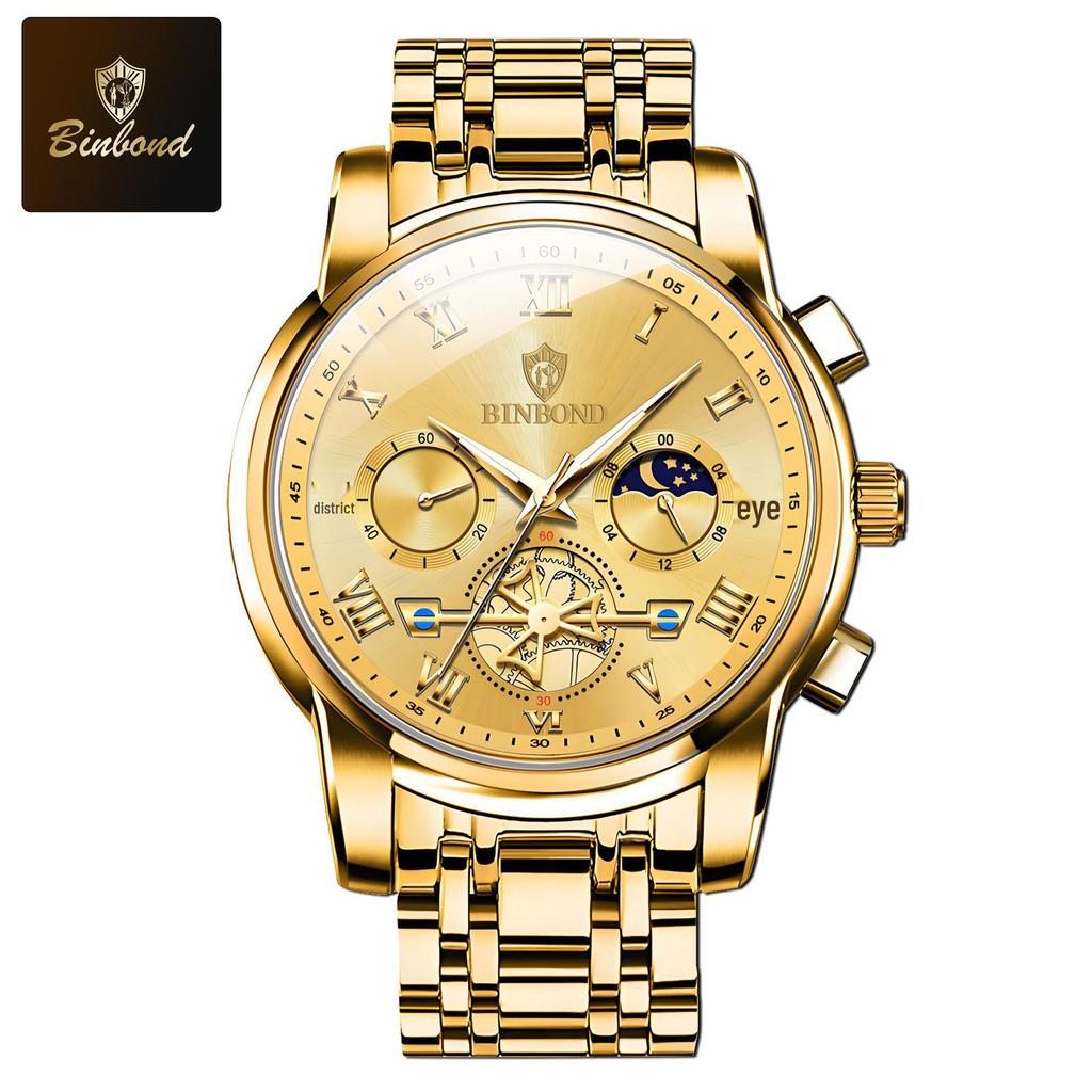 Binbang Luminous Skeleton Waterproof Quartz Men's Watch