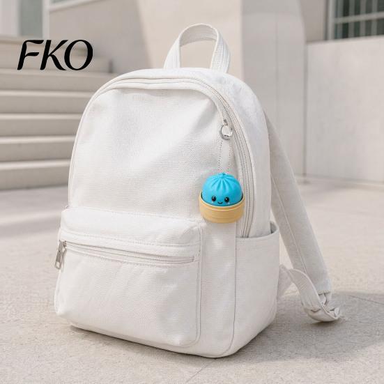 Portable Stress Reliever Press Button Keychain, Steamed Bun Decompression Toy with Smiling Face Pattern, Fidget Keychain Slow Rebound Feel Mini