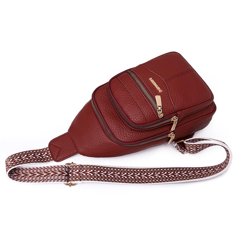 Měkká kožená náprsní taška Dámská crossbody taška Barevná taška přes rameno Sportovní taška přes rameno Dámská náprsní taška