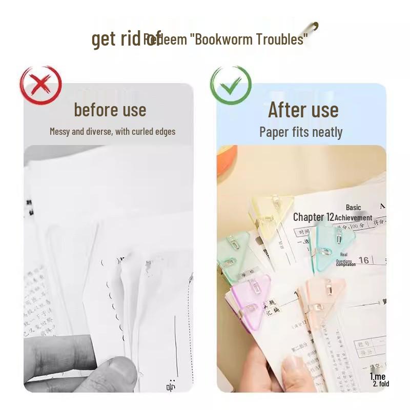 Pengyi Transparent Triangle Folder Clips for Test Paper and Document Organization