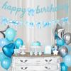 Blue Bow Happy Birthday Banner with Bow Garland for Baby Shower Girls Women Blue Bow Themed Coquette Birthday Party Decorations