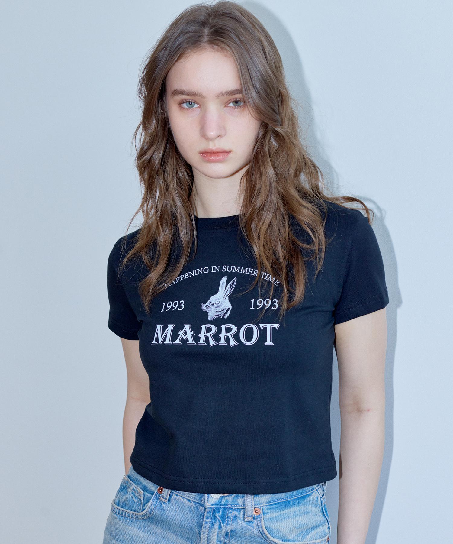 Marot Holiday Rabbit Crop T-Shirt_Black Black
