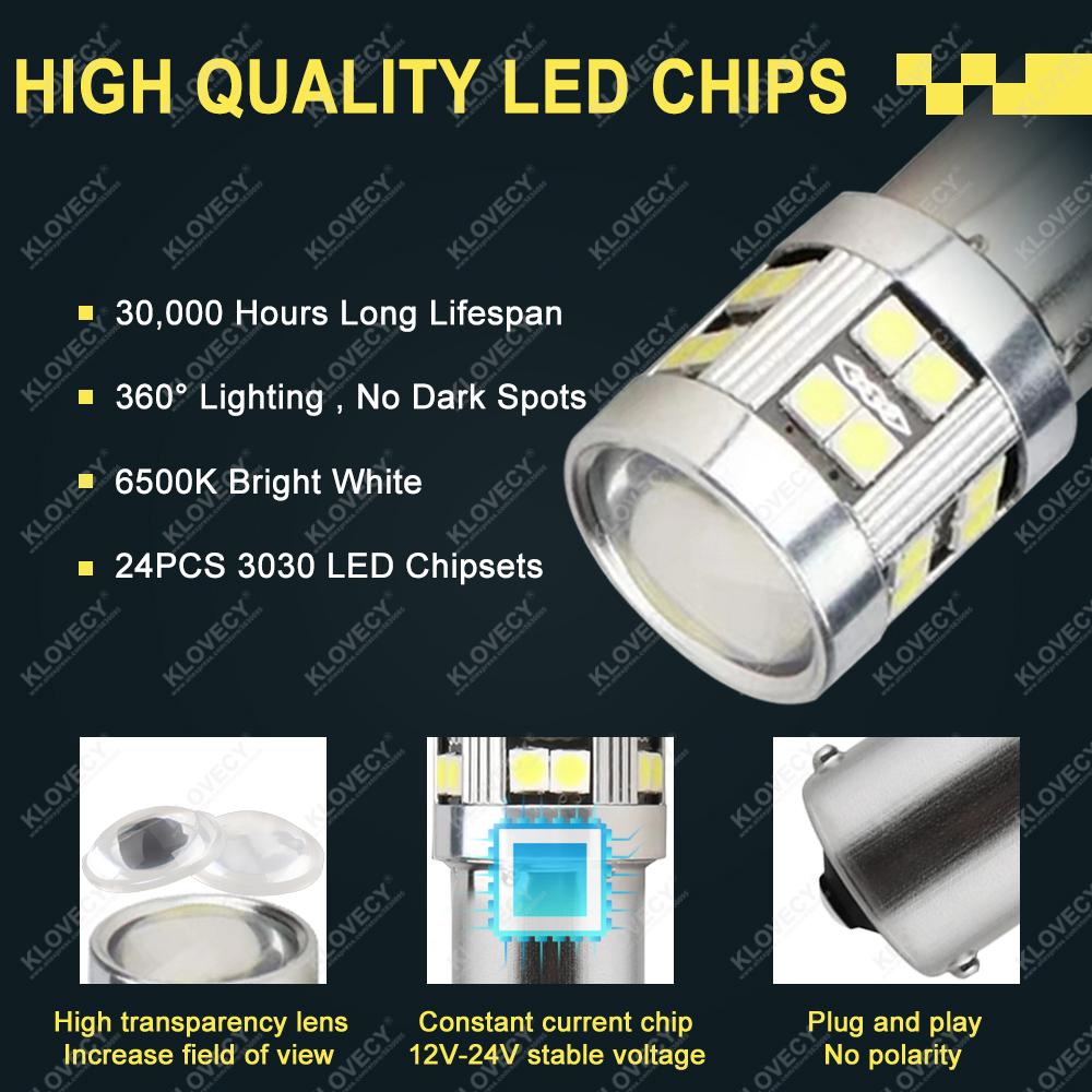 2/4 PCS P21W 1156 BA15S 1157 BAY15D LED Bulbs For Car Trun Signal Parking Brake Lights 12V 24V 3030-24SMD 6500K White Red Amber