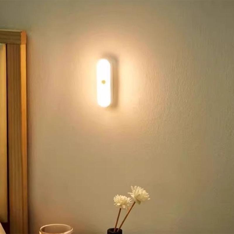 Wireless LED Motion Sensor Night Light with Rechargeable Magnetic Charging Voice Control Home Hallway Wall and Staircase