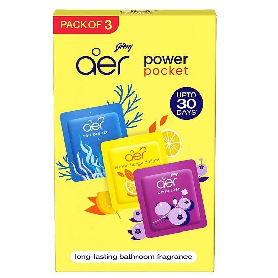 Godrej aer Power Pocket Bathroom Freshener Assorted Pack of 3 (30gm)