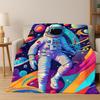 Cartoon Astronaut Universum Spaceman Weltraum Flanelldecke Weiche Warme Überwurfdecke für Schlafzimmer Wohnzimmer Bett Reise Kinder