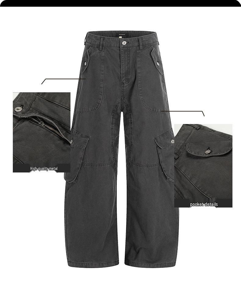 Yongfang Unisex Retro 3D Patchwork Wide-Leg Scythe Pants