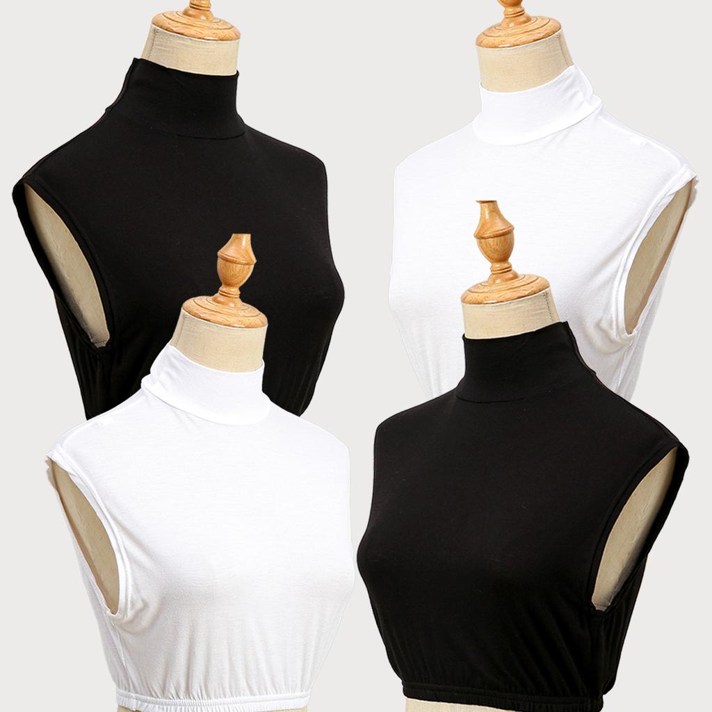 4-teiliges Set Elastischer Saum Modal Falsche Kragen Rollkragen Hohe Innenhalsabdeckung Für Damen Einfarbig Quadratisch Abnehmbarer Halskragen
