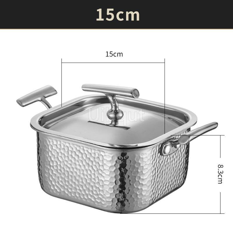 304 Stainless Steel Small Hot Pot One Person, One Pot for Household and Commercial Use Square Personal Hot Pot Chafing Dish