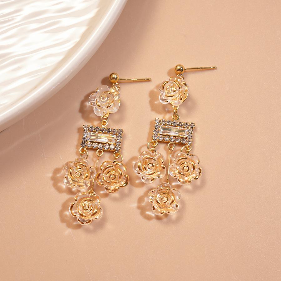 European and American round shell bow fringed earrings light luxury high-end studs fashion versatile earrings