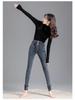 High-Waist Skinny Velvet-Lined Jeans - Women's Casual Japanese Korean Style, Autumn/Winter 2025.