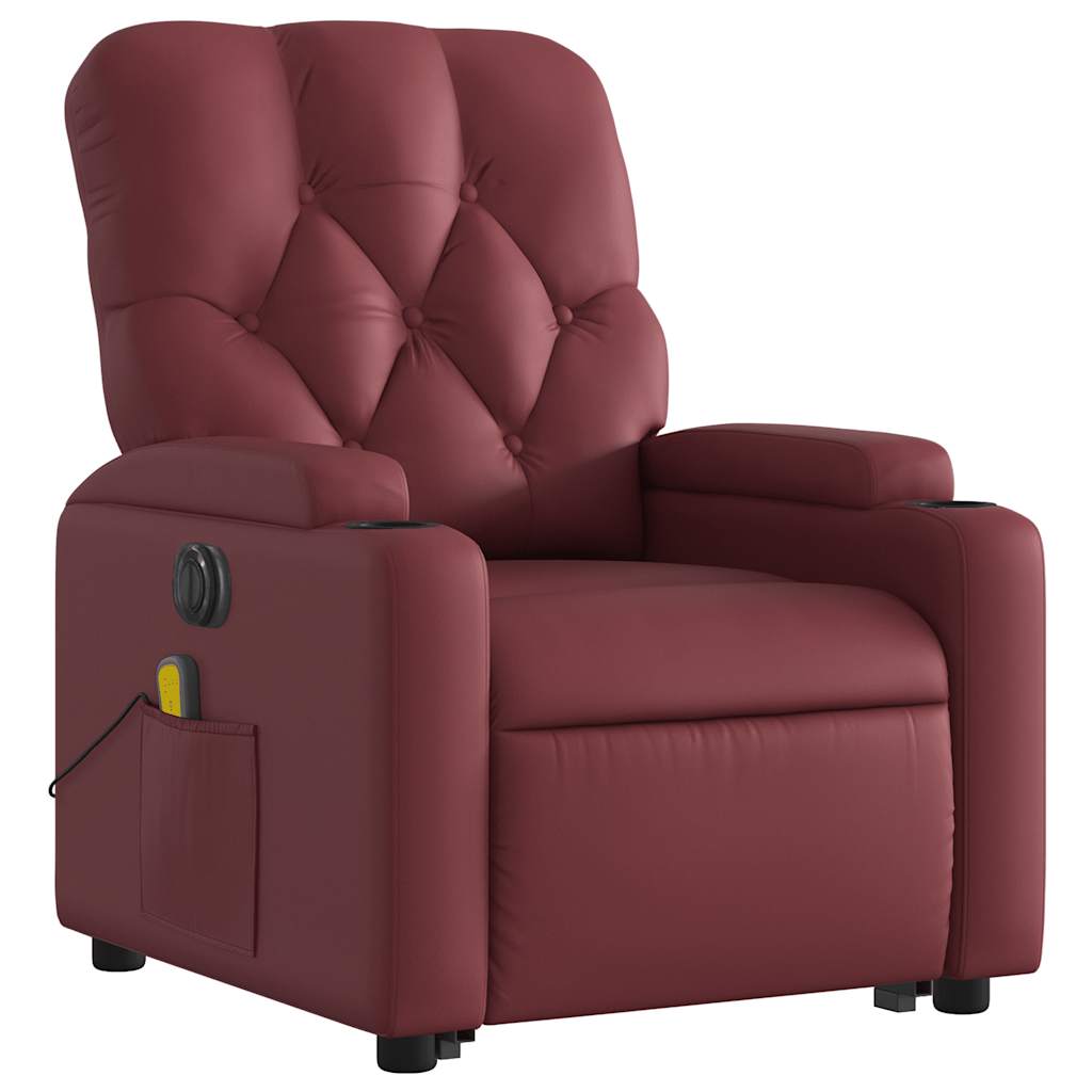 Vidaxl Reclining and Tilting Armchair with Massage, Electric, Burgundy