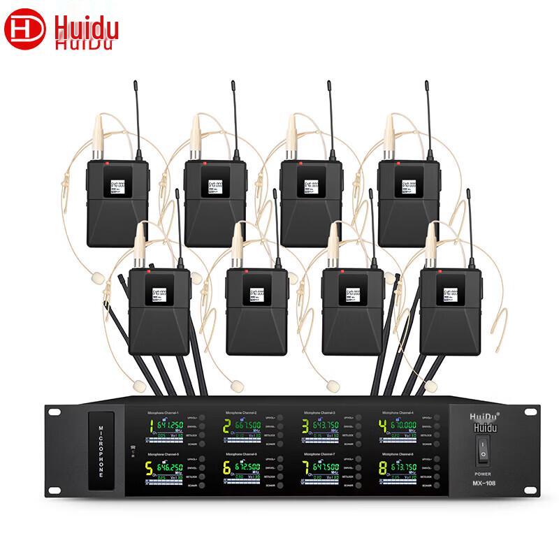 Huidu MX-108T2 8-Channel Professional Wireless Microphone System (CN version)