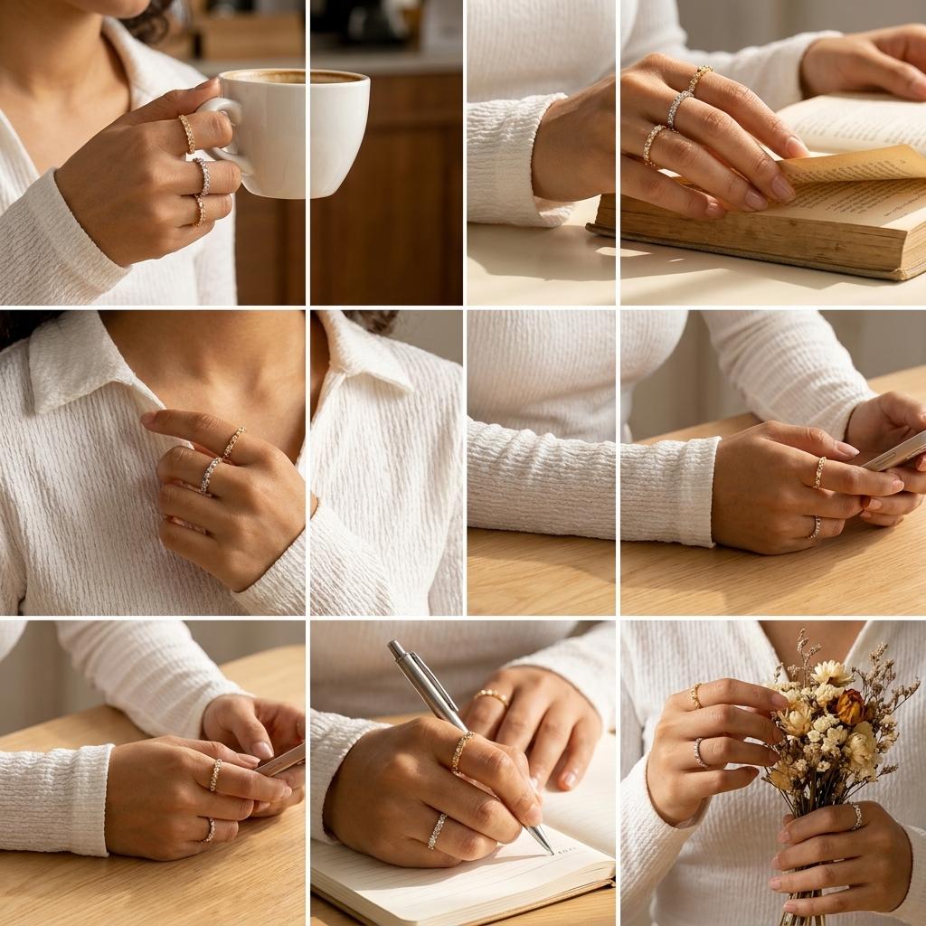 Minimalist Thin Rings for Women Shiny Cubic Zircon Stackable Finger Rings Stylish Girls Party Daily Wear Fashion Accessories