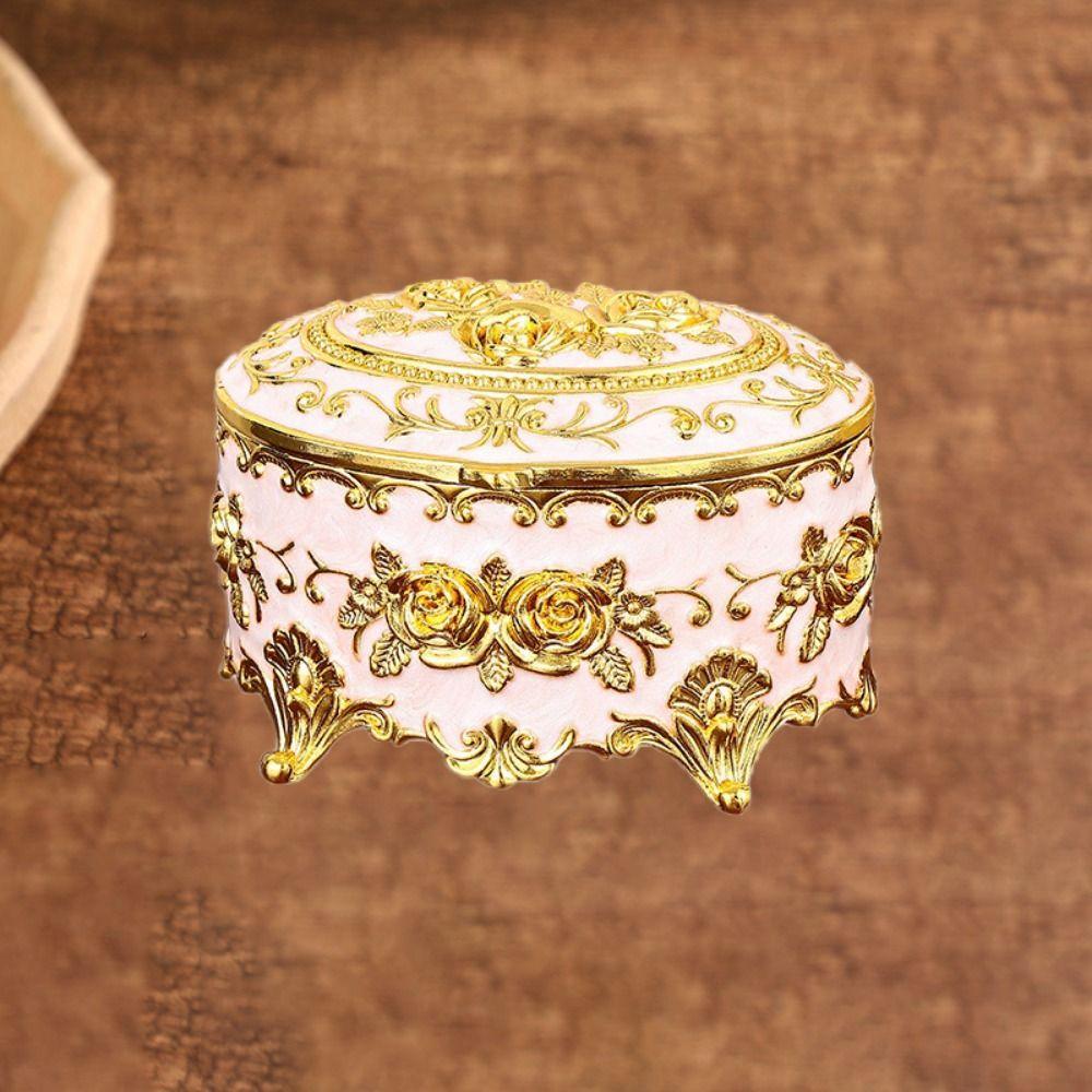 

European-style Rose Jewelry Box High-end Jewelry Box Ornament Metal Storage Box Dressing Table