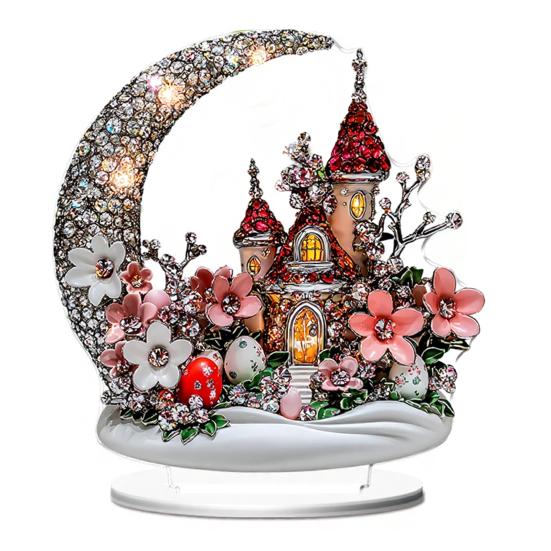 Easter Bunny Acrylic Table Sign 2D Flat Colorful Eggs Rabbit Decoration Home Living Room Valentine's Day Holiday Party Tabletop Ornament