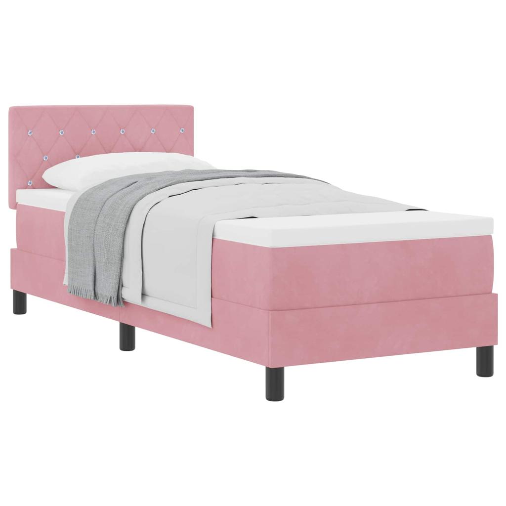 Box Spring Bed with Mattress and Headboard Pink 80 x 200 cm Velvet