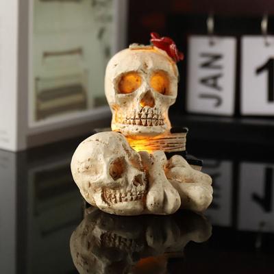 Resin Craft Figurine Skull Head Party Supplies Statue Home Accessories Skull Sculpture Halloween Decoration Skull Lantern
